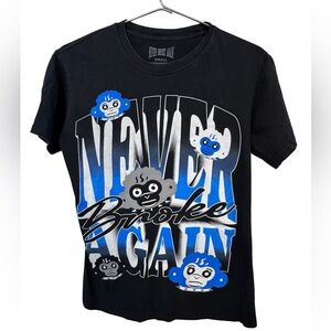 Never Broke Again Black Graphic Tee Blue Graphics Streetwear Men’s S